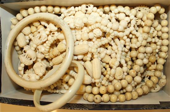 Collection of ivory & other beads